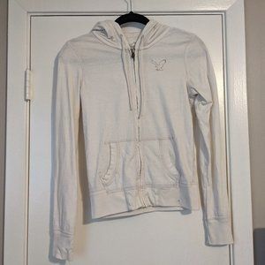 American Eagle cream/white full zip-up Hoodie